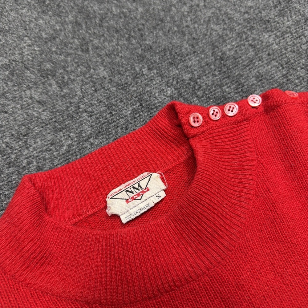 VTG 80s Neiman Marcus Women's Red 100% Cashmere L Knit Sweater Small Exclusive!